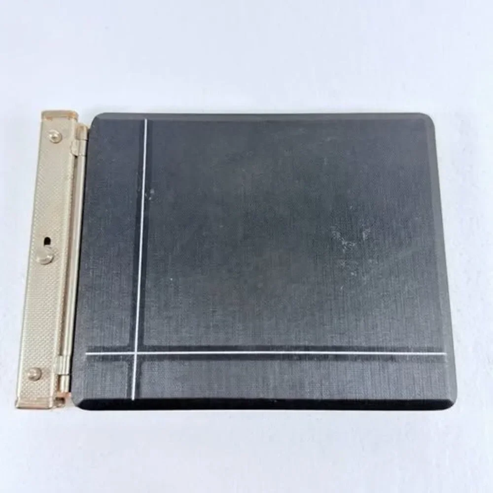 Vintage Accounts Receivable Ledger Book Black Cover Metal Binder Accounting